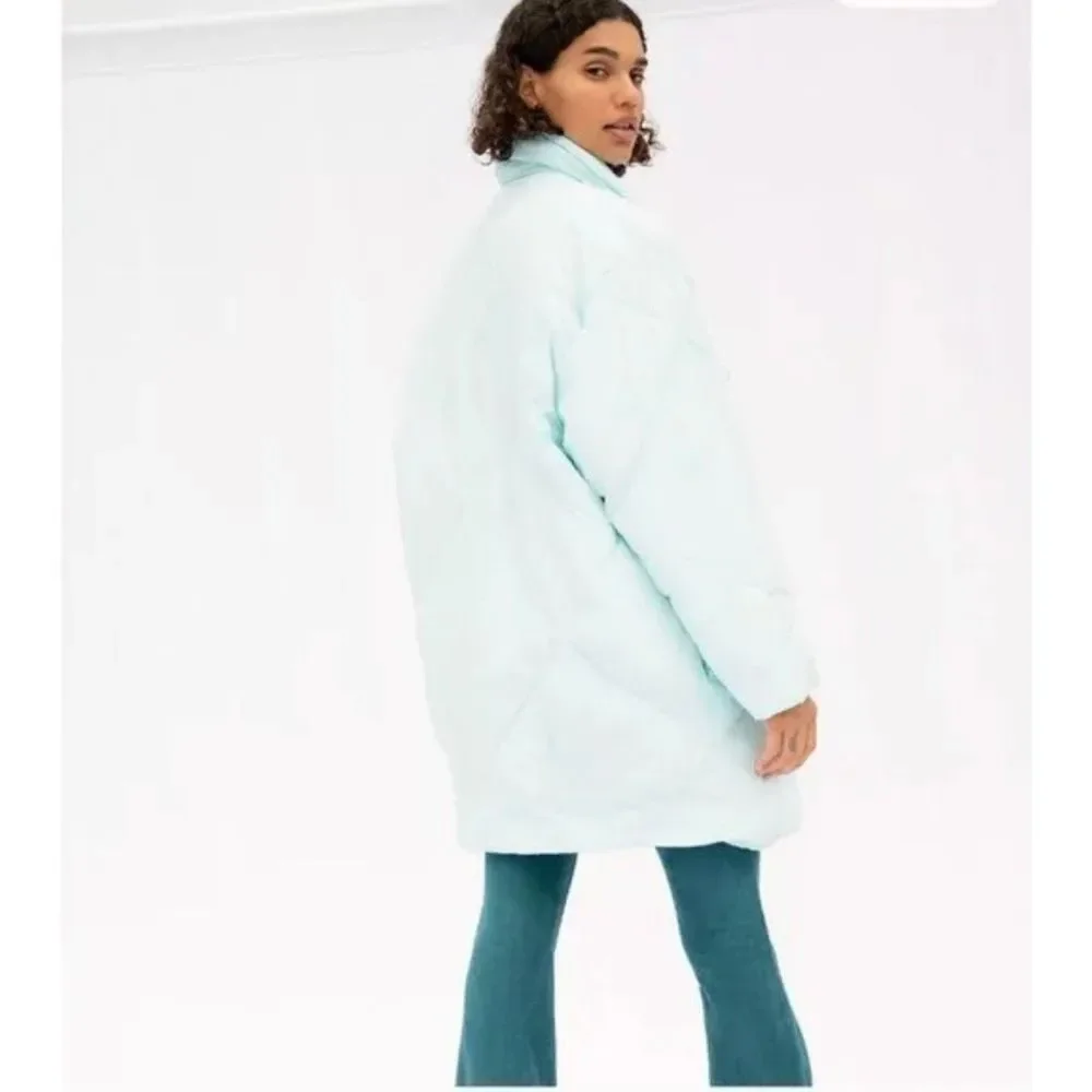 New Free People Women's Ella Oversized Daydream Blue Puffer Coat Size Small